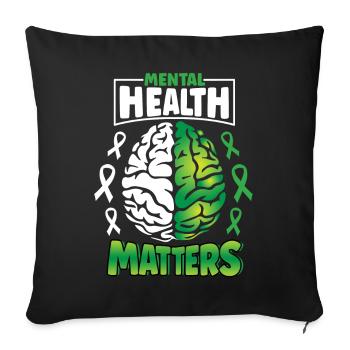 Mental Health Matters Spread Awareness Brain - Sofa pillowcase 17,3'' x 17,3'' (45 x 45 cm) - black - Front