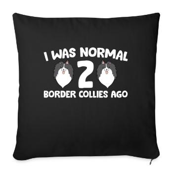Border Collie Propriétaire J’étais normal 2 Border Collies - Housse de coussin décorative 45 x 45 cm - noir - Devant