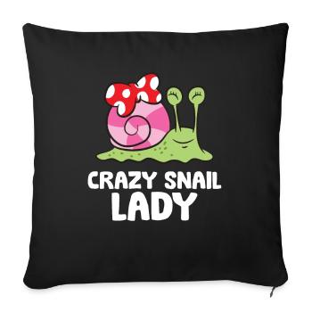 Crazy Snail Lady Love Snails - Sofa pillowcase 17,3'' x 17,3'' (45 x 45 cm) - black - Front