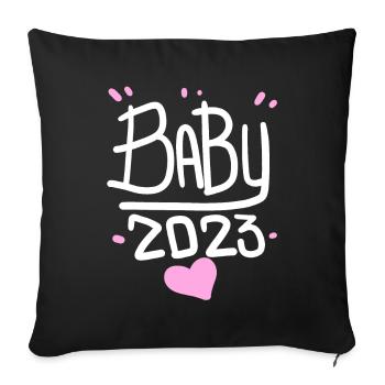 Bébé 2023 - Naissance Enceinte 2023 Grossesse - Housse de coussin décorative 45 x 45 cm - noir - Devant