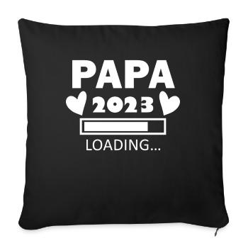 Vater 2023 - Papa 2023 loading - Papa werden - Sofakissenbezug 45 x 45 cm - Schwarz - Vorne