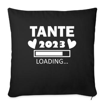 Tante 2023 - Tante werden - Tante Geschenk - Sofakissenbezug 45 x 45 cm - Schwarz - Vorne