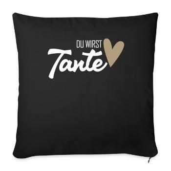 Tante werden - Tante Geschenk - Sofakissenbezug 45 x 45 cm - Schwarz - Vorne