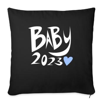 Bébé 2023 - Naissance Enceinte 2023 Grossesse - Housse de coussin décorative 45 x 45 cm - noir - Devant