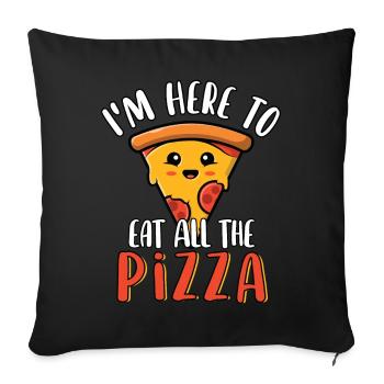 Je suis ici pour manger toute la tranche de pizza mignonne drôle - Housse de coussin décorative 45 x 45 cm - noir - Devant