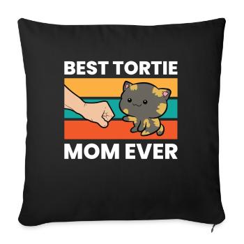 Tortoiseshell Cat Mom Best Tortie Mom Ever - Sofa pillowcase 17,3'' x 17,3'' (45 x 45 cm) - black - Front