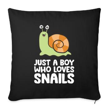 Just a Boy Who Loves Snails - Sofa pillowcase 17,3'' x 17,3'' (45 x 45 cm) - black - Front