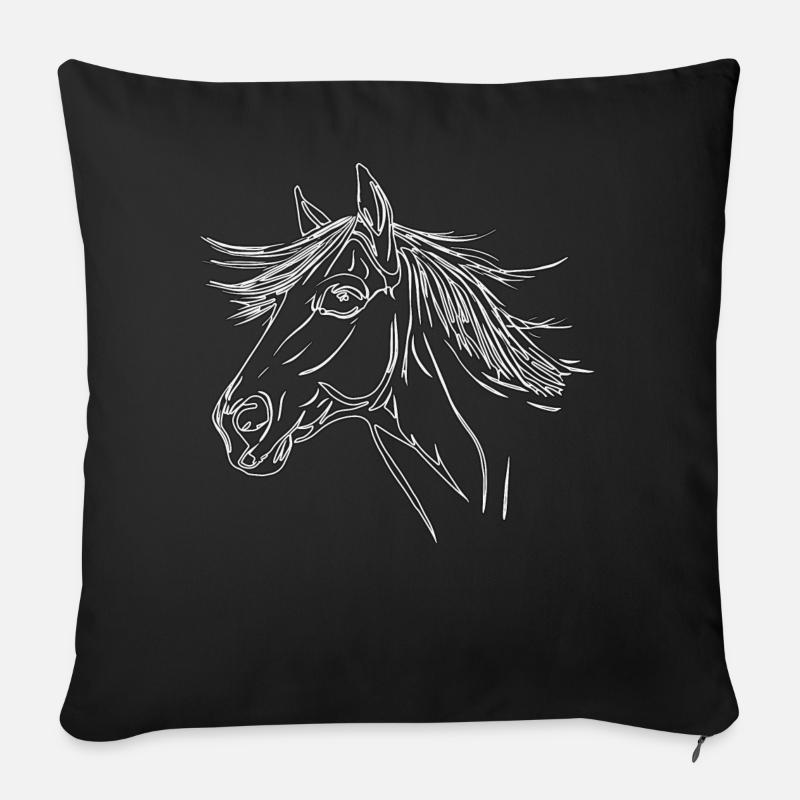 Pferdkopf mit Mähne Pferd für dunkle T-Shirts - Sofakissenbezug 45 x 45 cm - Schwarz