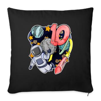 10e anniversaire 10 ans Espace jeune astronaute - Housse de coussin décorative 45 x 45 cm - noir - Devant