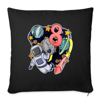 8e anniversaire 8 ans jeune astronaute de l’espace - Housse de coussin décorative 45 x 45 cm - noir - Devant