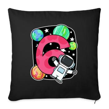 6th birthday 6 years young astronaut universe - Sofa pillowcase 17,3'' x 17,3'' (45 x 45 cm) - black - Front