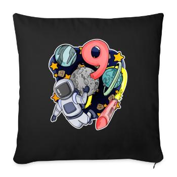 9e anniversaire 9 ans jeune astronaute de l’espace - Housse de coussin décorative 45 x 45 cm - noir - Devant