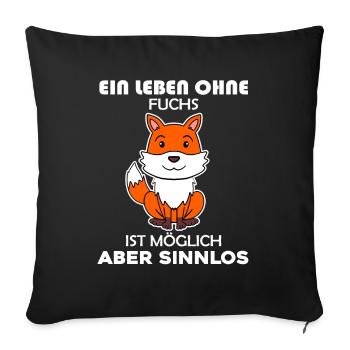 Fuchs Tier Wald Wildtier - Sofakissenbezug 45 x 45 cm - Schwarz - Vorne