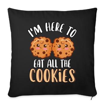Je suis ici pour manger tous les biscuits mignons biscuits drôles - Housse de coussin décorative 45 x 45 cm - noir - Devant