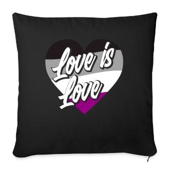 Drapeau asexué Fierté Amour - Housse de coussin décorative 45 x 45 cm - noir - Devant