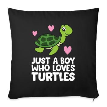 Just a Boy Who Loves Turtles - Sofa pillowcase 17,3'' x 17,3'' (45 x 45 cm) - black - Front
