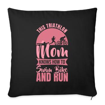 Maman triathlète - Housse de coussin décorative 45 x 45 cm - noir - Devant