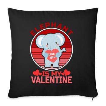 Elephant is My Valentine's Day - Housse de coussin décorative 45 x 45 cm - noir - Devant