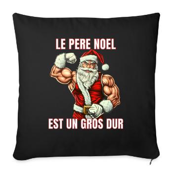 le Père Noël est un Gros Dur - humour noir cinéma - Housse de coussin décorative 45 x 45 cm - noir - Devant
