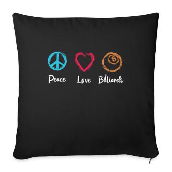 Peace Love Billiards - Sofa pillowcase 17,3'' x 17,3'' (45 x 45 cm) - black - Front