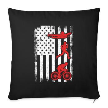 Patriotic triathlete - Sofa pillowcase 17,3'' x 17,3'' (45 x 45 cm) - black - Front