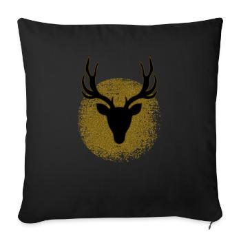Silhouette de cerf doré en cercle - Housse de coussin décorative 45 x 45 cm - noir - Devant