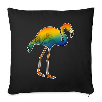 Flamant rose arc-en-ciel - Housse de coussin décorative 45 x 45 cm - noir - Devant