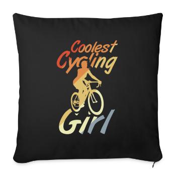 Coolest female cyclist - Sofa pillowcase 17,3'' x 17,3'' (45 x 45 cm) - black - Front