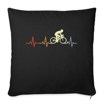 Cyclist heartbeat - Sofa pillowcase 17,3'' x 17,3'' (45 x 45 cm) - black - Front