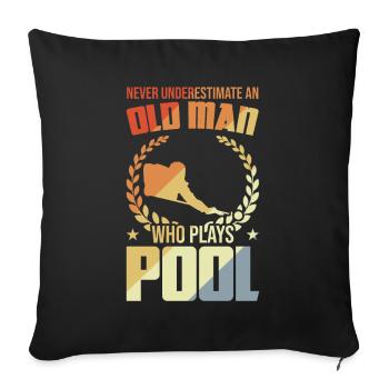 Alten Mann der Poolbillard spielt - Sofakissenbezug 45 x 45 cm - Schwarz - Vorne