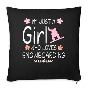 I m Just A Girl Who Loves Snowboarding - Housse de coussin décorative 45 x 45 cm - noir - Devant