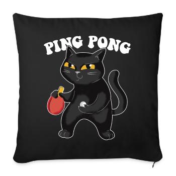 Table Tennis Katze Pingpong Outfit Cat Tischtennis - Housse de coussin décorative 45 x 45 cm - noir - Devant