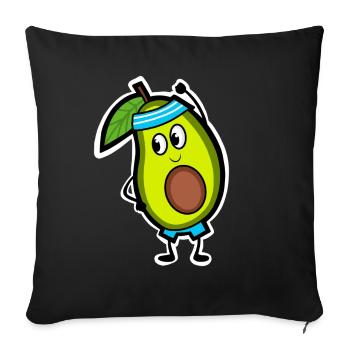 Aerobic Avocado - Sofa pillowcase 17,3'' x 17,3'' (45 x 45 cm) - black - Front