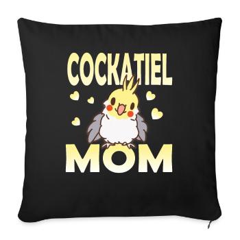 Nymphensittich Mama - Sofakissenbezug 45 x 45 cm - Schwarz - Vorne