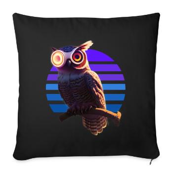 Robot Owl Hybrid Being - Sofa pillowcase 17,3'' x 17,3'' (45 x 45 cm) - black - Front