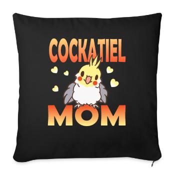 Nymphensittich Mama - Sofakissenbezug 45 x 45 cm - Schwarz - Vorne