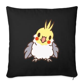 Kawaii cockatiel - Housse de coussin décorative 45 x 45 cm - noir - Devant