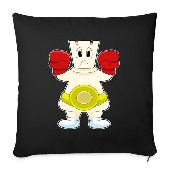 Tour d’échecs de pièces d’échecs - Housse de coussin décorative 45 x 45 cm - noir - Devant