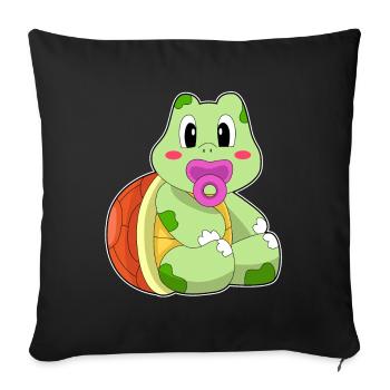 Tortue Bébé Sucette - Housse de coussin décorative 45 x 45 cm - noir - Devant