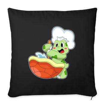 Cuisinière Tortue Cuisinière Cuisinière Cuisson - Housse de coussin décorative 45 x 45 cm - noir - Devant