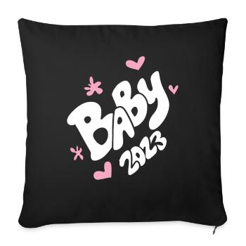 Bébé 2023 - Naissance Enceinte 2023 Grossesse - Housse de coussin décorative 45 x 45 cm - noir - Devant