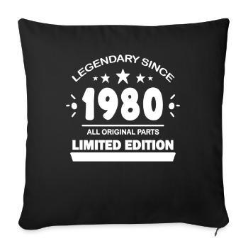 1980 - Born 1980 - Year of construction 1980 - Sofa pillowcase 17,3'' x 17,3'' (45 x 45 cm) - black - Front