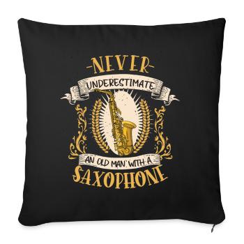 Saxophon Musiker Instrument Saxophonist Geschenk - Sofakissenbezug 45 x 45 cm - Schwarz - Vorne