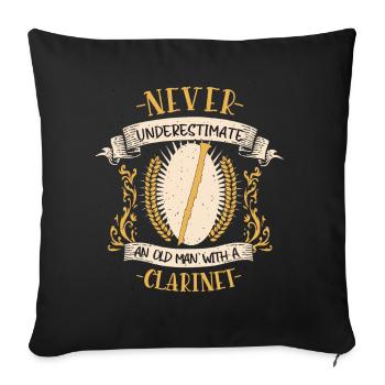 Clarinette Musicien Instrument Cuivres Musique Cadeau - Housse de coussin décorative 45 x 45 cm - noir - Devant
