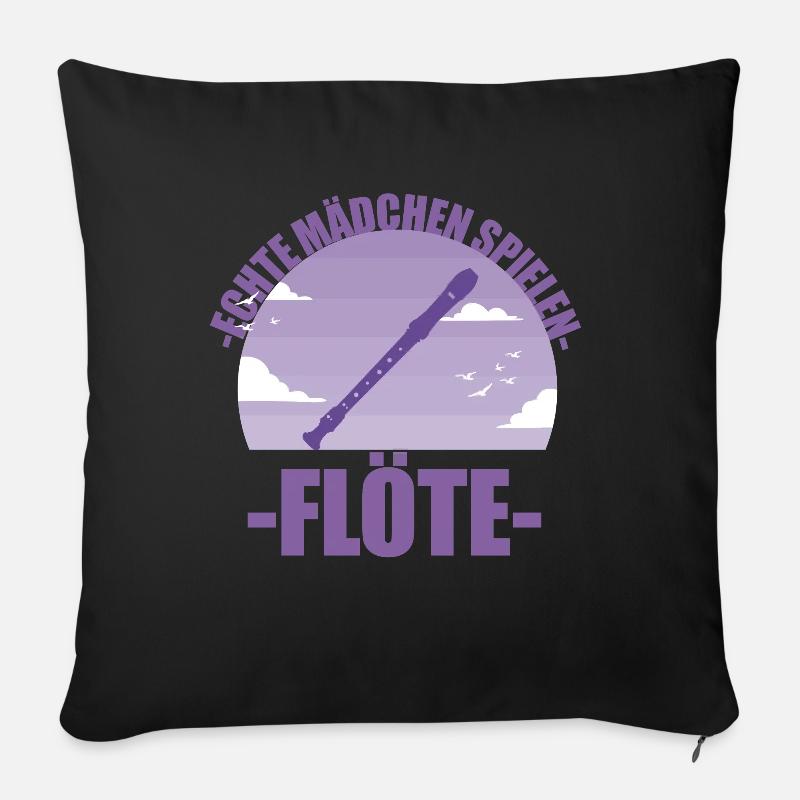 Flöte Musikerin Instrument Mädchen Geschenk - Sofakissenbezug 45 x 45 cm - Schwarz