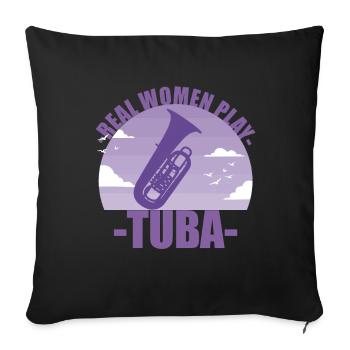 Tuba Instrument Musicien Fille Cadeau - Housse de coussin décorative 45 x 45 cm - noir - Devant