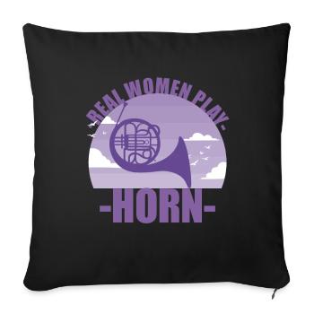 Horn Instrument Musician Girl Gift - Sofa pillowcase 17,3'' x 17,3'' (45 x 45 cm) - black - Front
