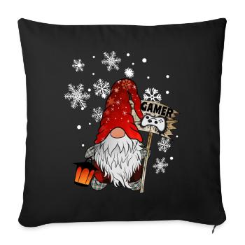 Gamer Elves Snowflakes Christmas Gnome - Sofa pillowcase 17,3'' x 17,3'' (45 x 45 cm) - black - Front