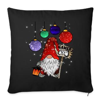 Gamer Elves Christmas Gnome - Sofa pillowcase 17,3'' x 17,3'' (45 x 45 cm) - black - Front