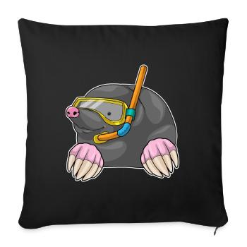 Plongée en snorkeling avec plongeur de taupe - Housse de coussin décorative 45 x 45 cm - noir - Devant
